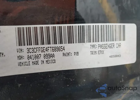 2015 Fiat 500E Battery Electric из США, поврежденный, VIN 3C3CFFGE4FT689654